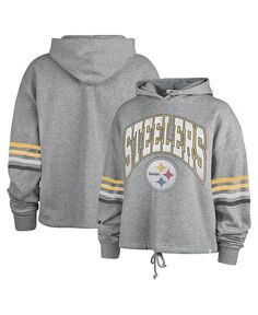 Женский пуловер с капюшоном цвета Хизер Серый Pittsburgh Steelers Upland Bennett &apos;47 Brand, серый