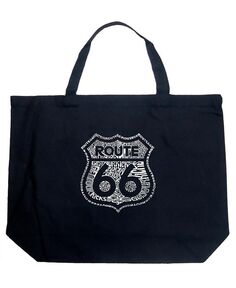 Получите удовольствие от маршрута 66 — большая сумка-тоут Word Art LA Pop Art, черный