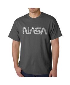 Мужская футболка с рисунком Word Art — Worm Nasa LA Pop Art, серый