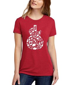 Женская футболка с короткими рукавами Music Notes Guitar Premium Blend Word Art LA Pop Art, красный
