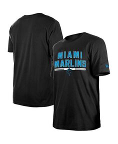 Мужская черная футболка для тренировки ватина Miami Marlins New Era, черный