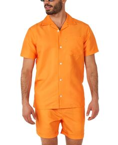 Мужская однотонная оранжевая рубашка с короткими рукавами &amp; Комплект шорт OppoSuits, оранжевый