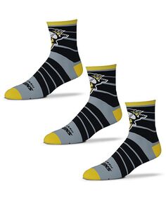 Набор из трех мужских носков-квадратов Pittsburgh Penguins For Bare Feet, серый