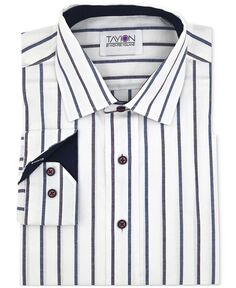 Мужская классическая рубашка приталенного кроя с полосками и планкой Tayion Collection, мультиколор