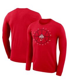Мужская красная футболка с длинным рукавом Ohio State Buckeyes Basketball Icon Legend Performance Nike, красный