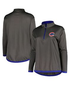 Женская темно-серая куртка Chicago Cubs больших размеров с молнией до четверти Profile, серый