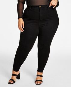 Модные джинсы скинни больших размеров с высокой посадкой Nina Parker, черный
