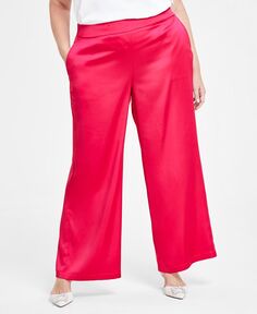 Атласные брюки без застежки с высокой посадкой I.N.C. International Concepts, розовый