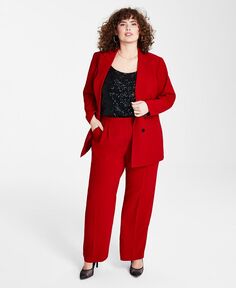 Искусственный двубортный пиджак больших размеров Bar III, красный