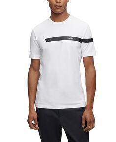 Мужская футболка с полосками и логотипом Hugo Boss, белый