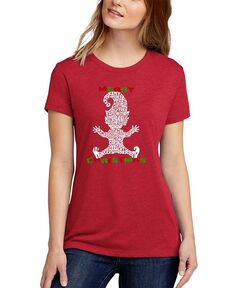 Женская футболка с короткими рукавами Christmas Elf Premium Blend Word Art LA Pop Art, красный