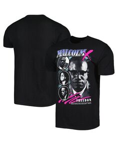 Мужская и женская черная футболка с рисунком Malcolm X Philcos, цвет Black