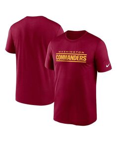 Мужская бордовая футболка Washington Commanders Legend с надписью Performance Performance Nike, красный
