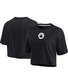 Женская черная укороченная футболка Boston Celtics Super Soft свободного кроя Fanatics Signature, черный