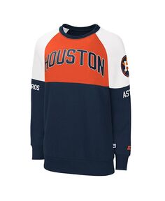 Женский темно-синий, оранжевый свитшот с длинными рукавами Houston Astros Baseline и пуловером с регланами Starter, синий