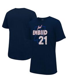 Мужская и женская футболка с графическим рисунком Joel Embiid Philadelphia 76ers 2023/24 City Edition Player Stadium Essentials, синий