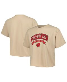 Женская светло-коричневая укороченная футболка Wisconsin Badgers Banner Clothesline League Collegiate Wear, тан/бежевый