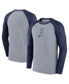 Мужская серая футболка с длинным рукавом Seattle Mariners Authentic Collection Game Raglan Performance Nike, серый