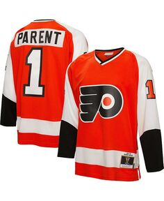 Мужская футболка Bernie Parent Orange Philadelphia Flyers 1974 Blue Line Player Mitchell &amp; Ness, оранжевый