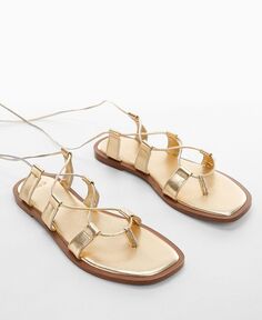 Женские сандалии с металлическими ремешками MANGO, золото