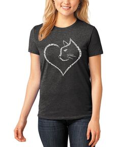 Женская футболка с коротким рукавом Cat Heart Premium Blend Word Art LA Pop Art, черный