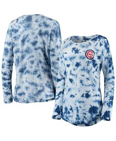 Женская футболка с длинными рукавами и принтом тай-дай Royal Chicago Cubs New Era, цвет Royal