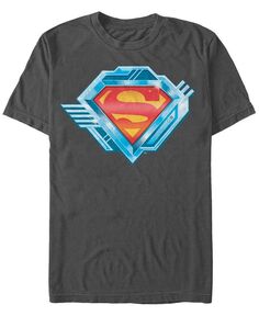 Мужская футболка с короткими рукавами и хромированным логотипом DC Superman Fifth Sun, серый