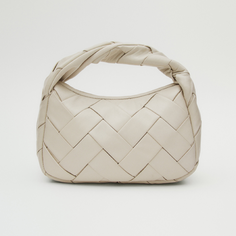 Сумка Massimo Dutti Nappa Leather Woven Croissant, белый