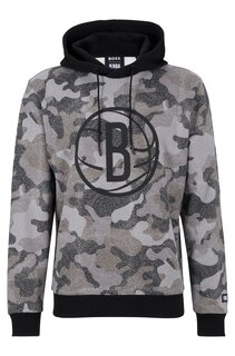 Толстовка Boss &amp; NBA Cotton-terry Camouflage Pattern NBA Nets, серый