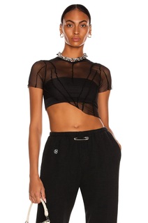 Футболка Sami Miro Vintage Asymmetric Mesh, черный