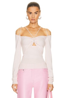 Топ David Koma Crystal Balls Long Sleeve, розовый