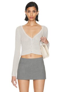 Кардиган Matthew Bruch Lace Rib Knit Cropped, цвет Oatmeal