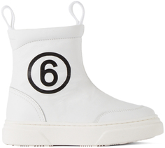 Детские белые слипоны с логотипом MM6 Maison Margiela