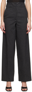 Серые брюки с закругленными углами и отстрочкой Elleme