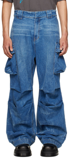 Синие джинсовые брюки карго с эффектом потертости We11done