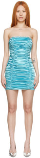 Синее мини-платье из ацетата AREA