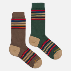 Комплект носков Pendleton Yakima Camp Stripe 2-Pack, цвет зелёный, размер 38-42 EU