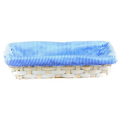 Сухарницы, корзины для хлеба пластмассовые корзинка WALMER Lacy 24x10x6см прямоугольная бамбук, пластик синий