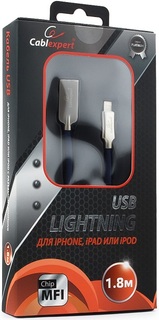 Кабель интерфейсный USB 2.0 Cablexpert CC-P-APUSB02Bl-1.8M MFI, AM/Lightning, серия Platinum, длина 1.8м, синий, блистер