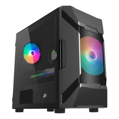 Корпус mATX 1STPLAYER D3-A черный, без БП, с окном, USB 3.0, 2*USB 2.0, audio