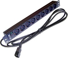 Блок розеток 19, 9 розеток TWT TWT-PDU19-10A9P4-3.0 10A 250V, шнур питания 3.0 м, C14