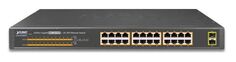 Коммутатор PoE Planet GSW-2620HP неуправляемый, 24x10/100/1000T 802.3at POE + 2x1000X SFP (220W) 19"