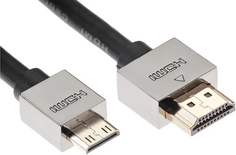 Кабель интерфейсный HDMI-miniHDMI VCOM CG506AC-1M 19M-19M ver 2.0+3D/Ethernet, метал разъемы, 1м