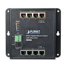 Коммутатор промышленный Planet WGS-804HP IP30 8xGE настенный 4-Port 802.3AT POE+ (-10 to 60 C), dual redundant power input on 48-56V DC terminal block