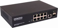 Коммутатор управляемый OSNOVO SW-70802/L2 (L2+) Gigabit Ethernet на 10 портов: 8 x GE (10/100/1000Base-T) + 2 x GE (SFP 1000Base-X), консольный порт,