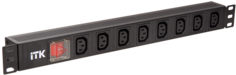 Блок розеток ITK PH12-8C131 на 8 розеток C13 с LED выключателем,1U, шнур 2м вилка нем.стандарт