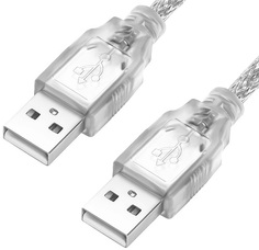 Кабель GCR GCR-AM3 GCR-UM3M-BB2S-1.0m USB 2.0, AM/AM, прозрачный, 28/28 AWG, экран, армированный, морозостойкий