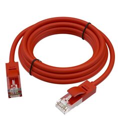 Кабель патч-корд U/UTP 6 кат. 3м GCR GCR-52405 прямой, 24 AWG, ethernet high speed, RJ45, T568B, красный