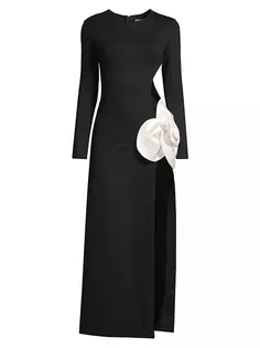 Вечернее платье Chloe с цветочной аппликацией Delfi, черный