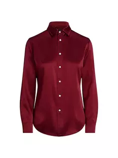 Рубашка из шелкового шармеза на пуговицах спереди Polo Ralph Lauren, цвет garnet